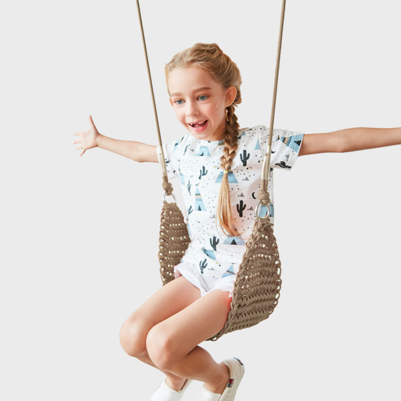 Hand-Knitting Kids Swing, Indoor Outdoor Portable Tree Swing Seat.