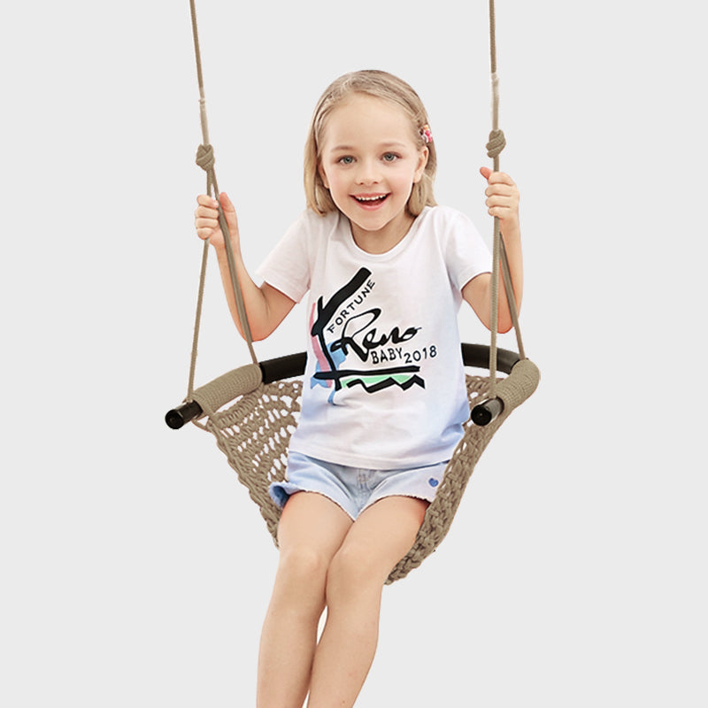 Hand-Knitting Toddler Swing, Swing Seat for Kids with Adjustable Ropes.