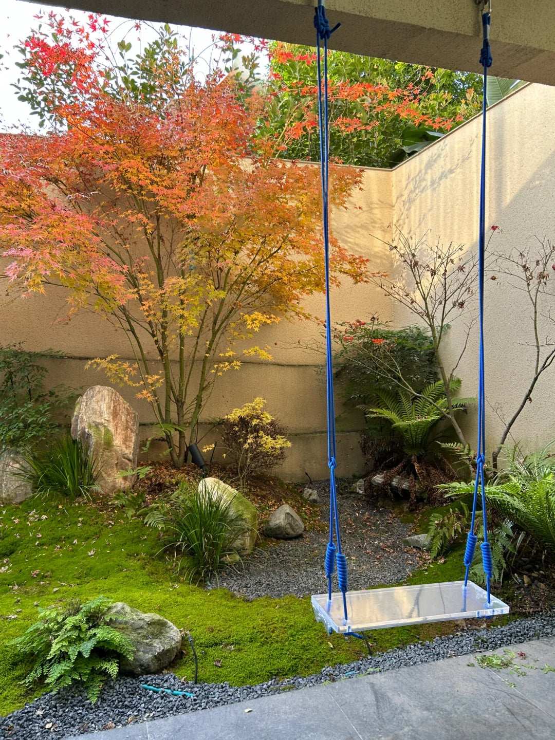 Custom Transparent Acrylic Swing – Modern Outdoor/Indoor Hanging Chair with Personalized Design Options.