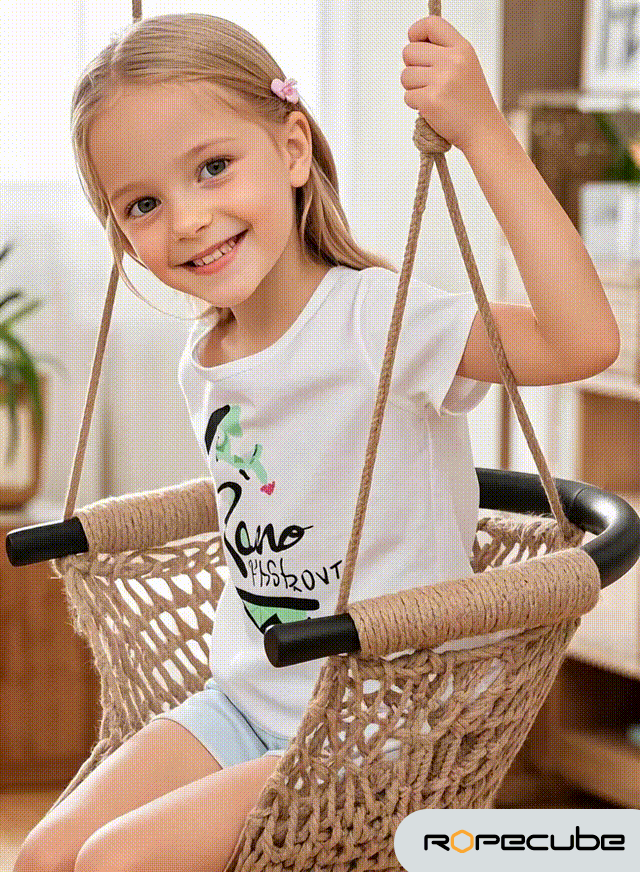 Hand-Knitting Toddler Swing, Swing Seat for Kids with Adjustable Ropes.