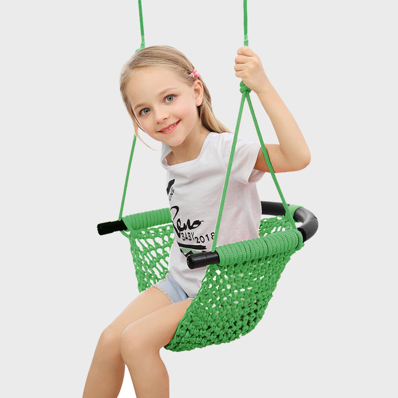 Hand-Knitting Toddler Swing, Swing Seat for Kids with Adjustable Ropes.