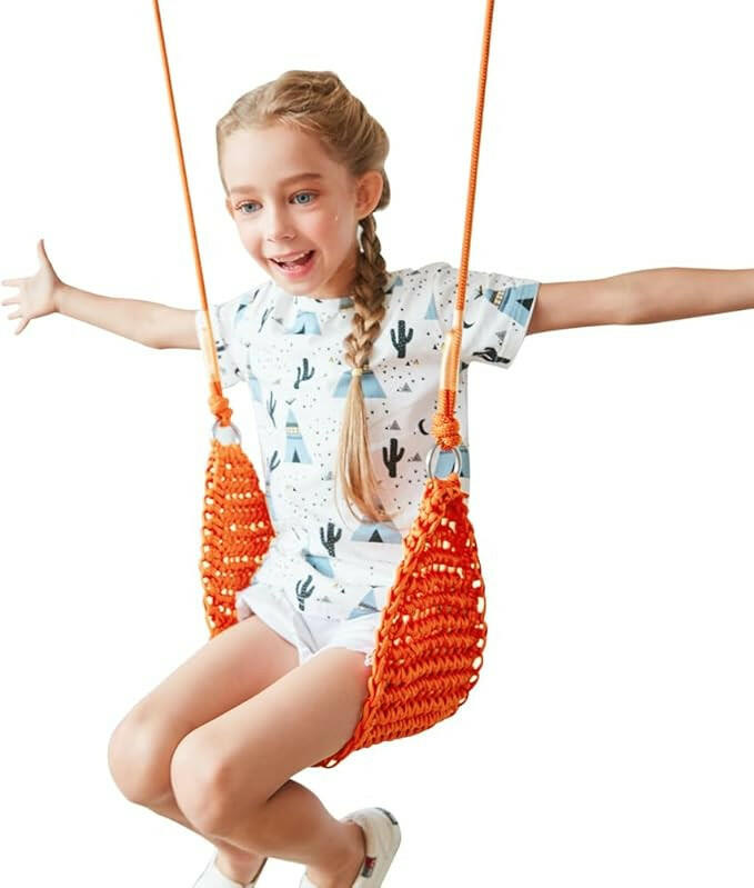 Hand-Knitting Kids Swing, Indoor Outdoor Portable Tree Swing Seat.