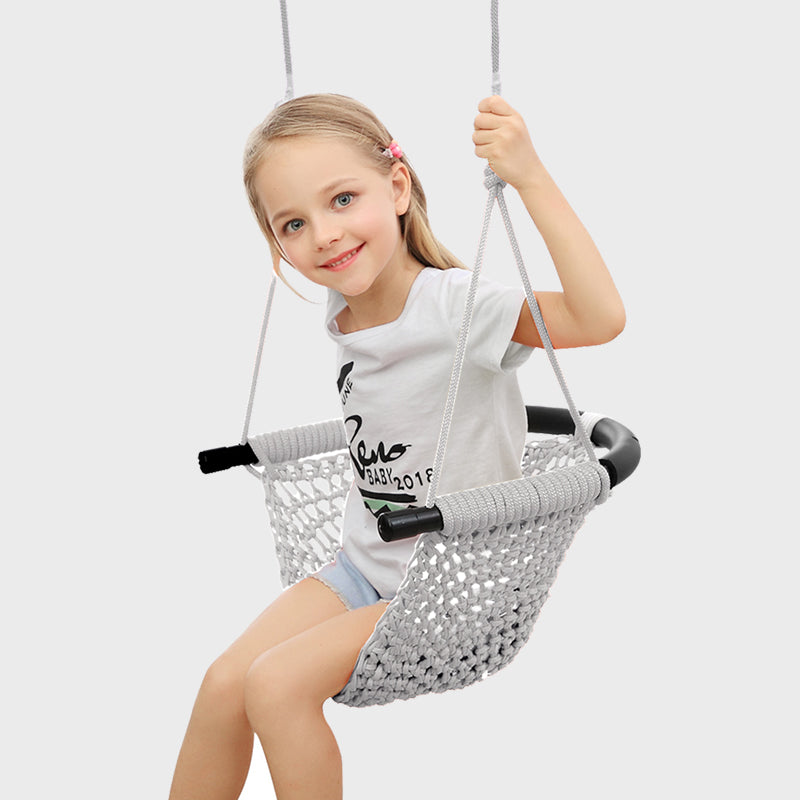 Hand-Knitting Toddler Swing, Swing Seat for Kids with Adjustable Ropes.